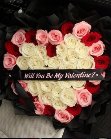 Heart-shaped rose arrangement